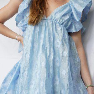 NWT Boutique Blue Bubble Sleeve Dress
